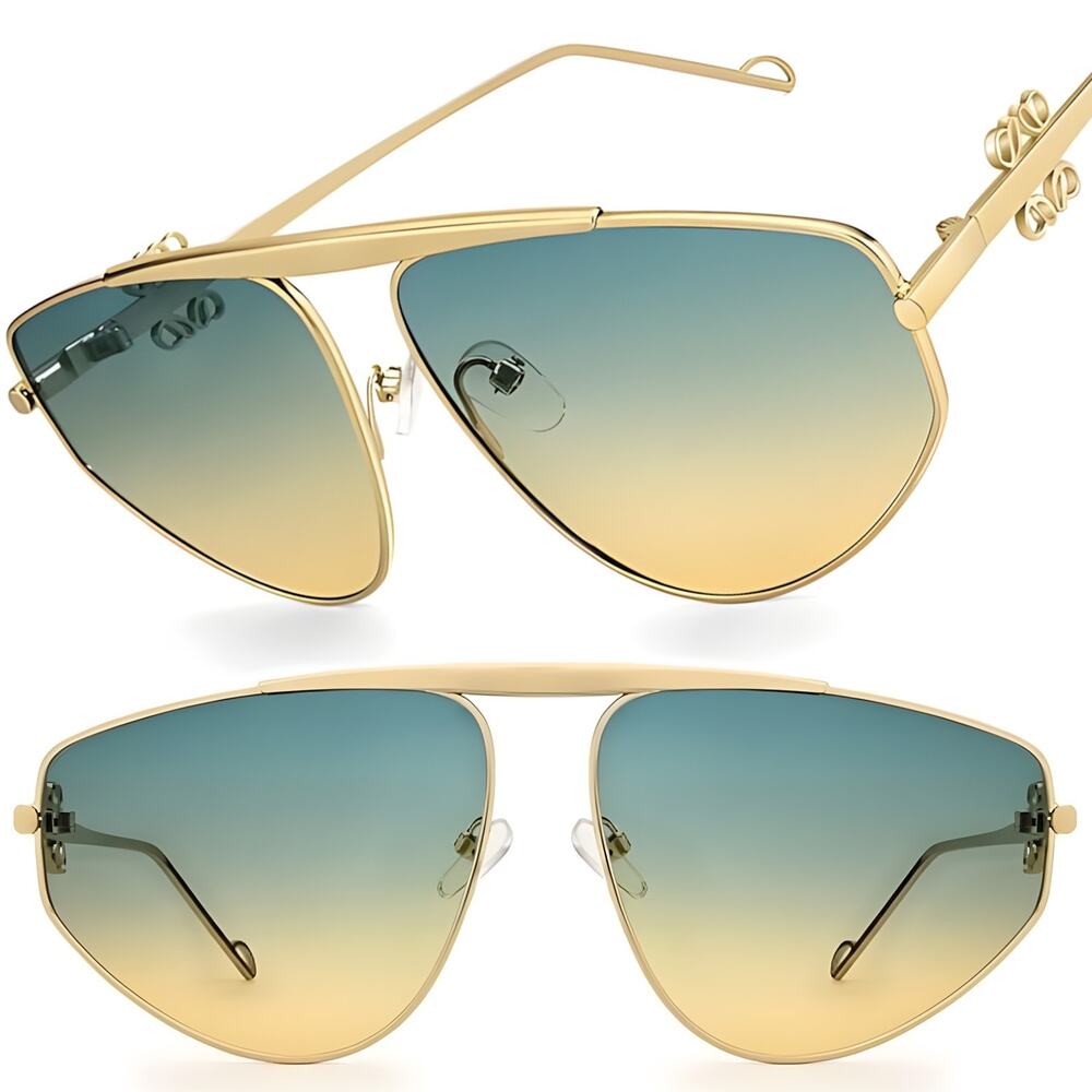 Gold & Multicolor Pilot Sunglasses Pilot Oversized Modern Stylish Luxury Stylish